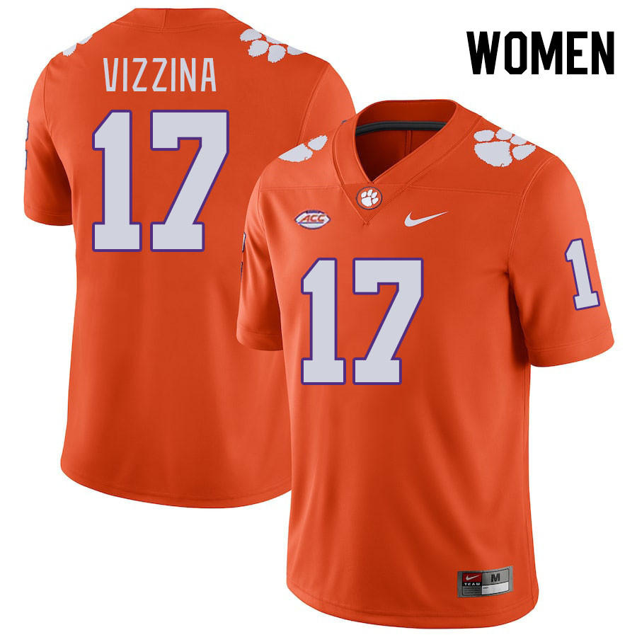 Women #17 Christopher Vizzina Clemson Tigers College Football Jerseys Stitched-Orange - Click Image to Close